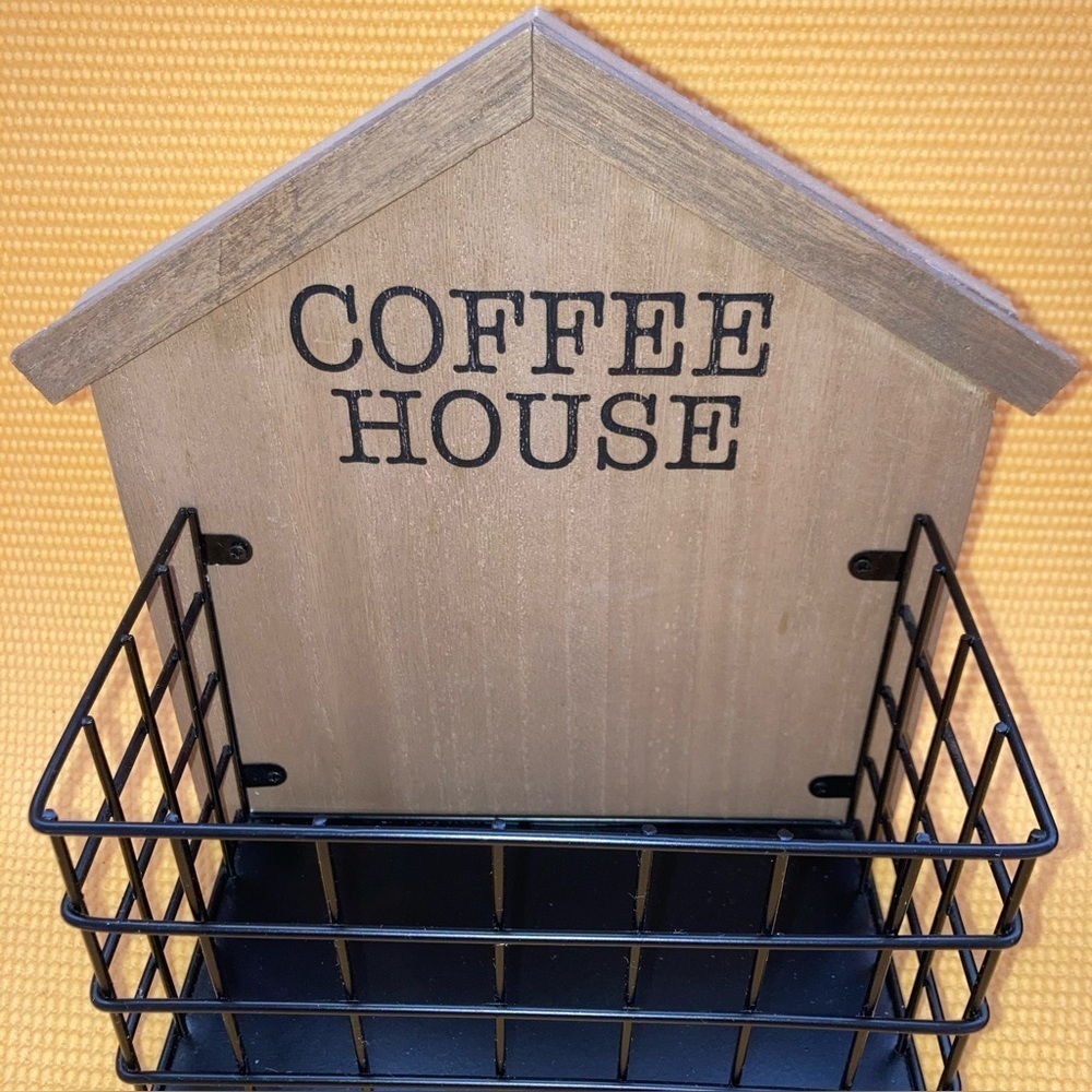 Coffee House Wall Decor Basket Letter Coffee Holder Approx 8” X 9.5”
